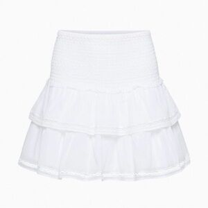 Sunday Best White Tiered Smocked Waist Mini Skirt